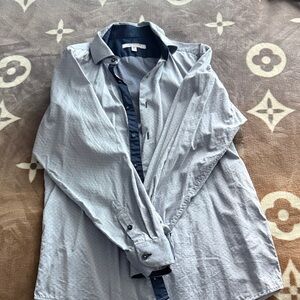 Isaac Mizrahi Gray and Navy Shirt
